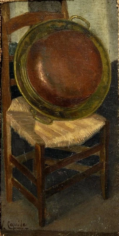 Sedia con braciere di rame - Collezione Michele Praitano, Campobasso